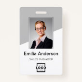Aangepaste bedrijfsbalk Code werknemer foto grijs Badge (Voorkant)