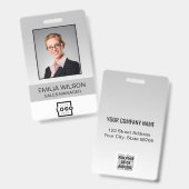 Aangepaste bedrijfsbalk Code werknemer foto grijs Badge (Front & Back)
