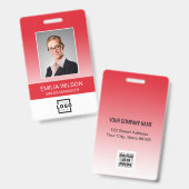 Aangepaste bedrijfsbalk Code werknemer foto rood Badge (Front & Back)