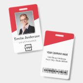 Aangepaste bedrijfsbalk Code werknemer foto rood Badge (Front & Back)