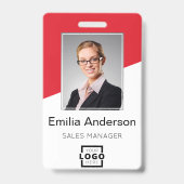 Aangepaste bedrijfsbalk Code werknemer foto rood Badge (Front)