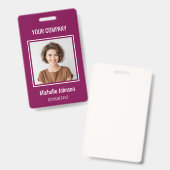 Aangepaste bedrijfsbasis eenvoudige naam foto van badge (Voor- en achterkant)