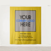 Aangepaste bedrijfsbeurs logo geel achtergrondmate wandkleed (Voorkant)