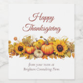 Aangepaste bedrijfsfeest 'Happy Thanksgiving Pumpk Wijn Etiket (Enkel label)