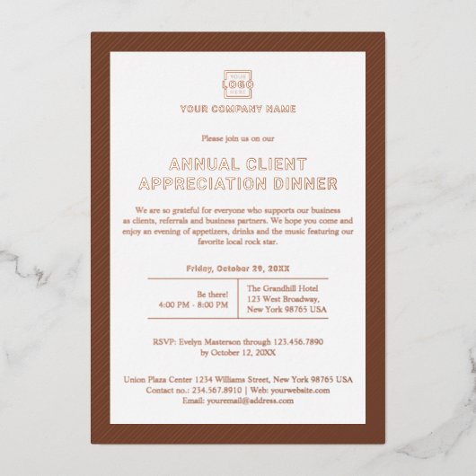 Aangepaste bedrijfsfeest viering folie uitnodiging (Voorkant)