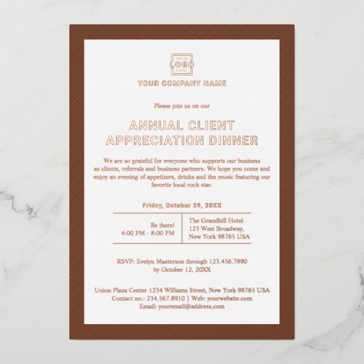 Aangepaste bedrijfsfeestelijke bedrijfsfeestpartij folie uitnodiging (Voorkant)