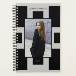 Aangepaste Bedrijfsfoto Geometrisch Zwart & Grijs Planner