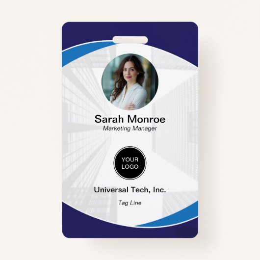 Aangepaste Bedrijfsfoto Logo Bar Code Beveiligings Badge (Voorkant)