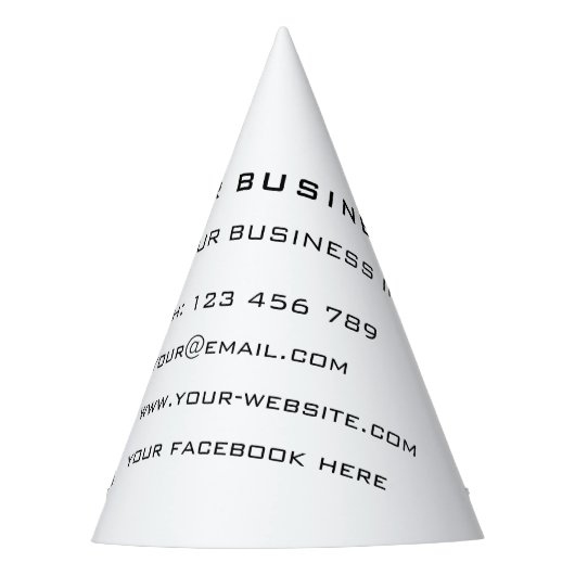 Aangepaste Bedrijfsinfo Tekst Bedrijfspapier Party Feesthoedjes (Voorkant)