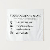 Aangepaste bedrijfsinfo tekst muur branding ontwer wandkleed (Voorkant (horizontaal))