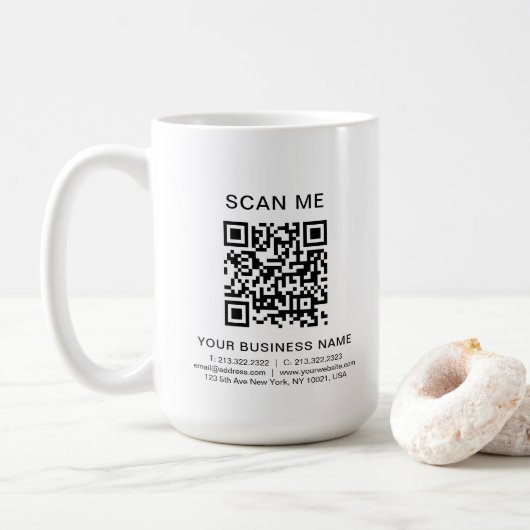 Aangepaste Bedrijfsinformatie QR Code Scan Me Prom Koffiemok (Met donut)