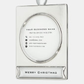 Aangepaste bedrijfsinformatie Zakelijk Kerstorname Verzilverd Banner Ornament (Links)