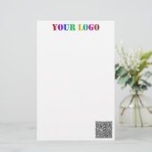 Aangepaste bedrijfslogo en QR-code briefpapier (Staand voorkant)