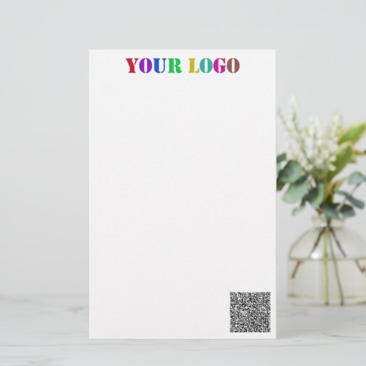 Aangepaste bedrijfslogo en QR-code briefpapier (Staand voorkant)