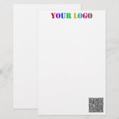 Aangepaste bedrijfslogo en QR-code briefpapier (Voorkant / Achterkant)