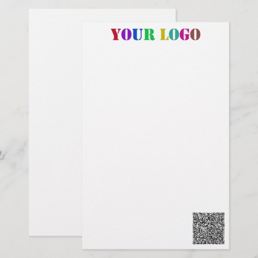 Aangepaste bedrijfslogo en QR-code briefpapier (Voorkant / Achterkant)
