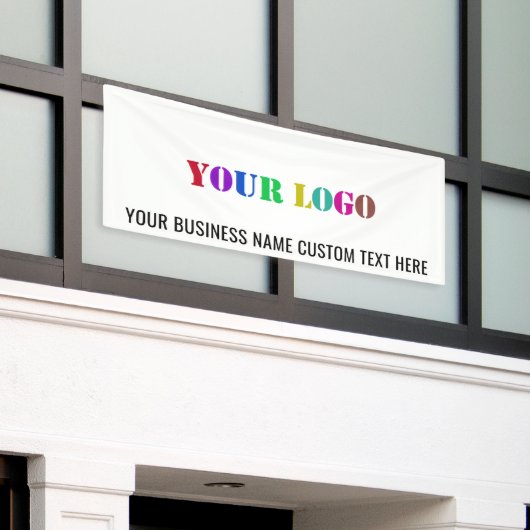 Aangepaste bedrijfslogo en tekst promotionele bann spandoek (Buitenkant Gebouw)