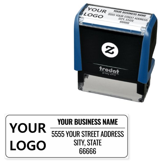 Aangepaste bedrijfslogo naam adres zelfinktkussen  zelfinktende stempel (In situ)
