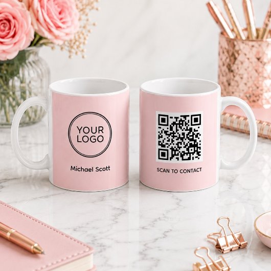 Aangepaste bedrijfslogo QR-code mok | Gepersonalis