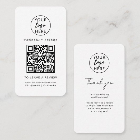 Aangepaste bedrijfslogo QR-code review Visitekaartje (Voorkant / Achterkant)