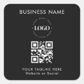 Aangepaste bedrijfslogo QR-code & tekst eenvoudig Vierkante Sticker (Voorkant)