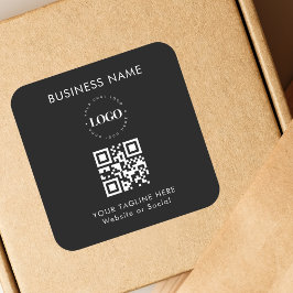 Aangepaste bedrijfslogo QR-code & tekst eenvoudig Vierkante Sticker