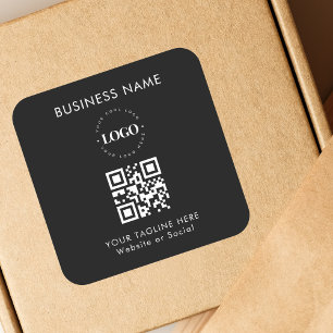 Aangepaste bedrijfslogo QR-code & tekst eenvoudig Vierkante Sticker
