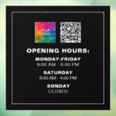 Aangepaste bedrijfslogo QR-code zwart openingsuren Raamsticker (Vel 3)