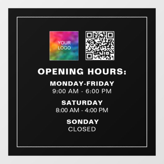 Aangepaste bedrijfslogo QR-code Zwarte openingstij Raamsticker (Vel)