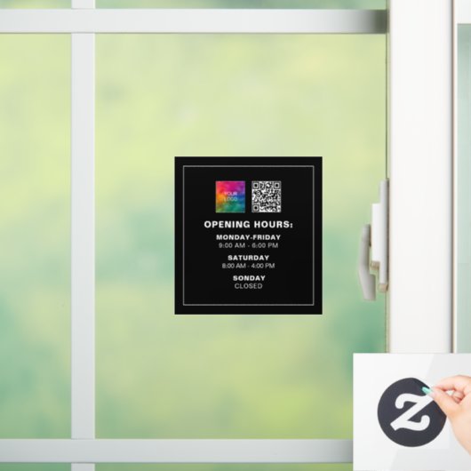 Aangepaste bedrijfslogo QR-code Zwarte openingstij Raamsticker (Huis)