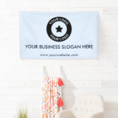 Aangepaste bedrijfslogo slogan website promotie ma spandoek (Insitu)