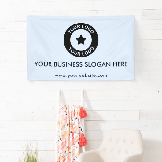 Aangepaste bedrijfslogo slogan website promotie ma spandoek (Insitu)