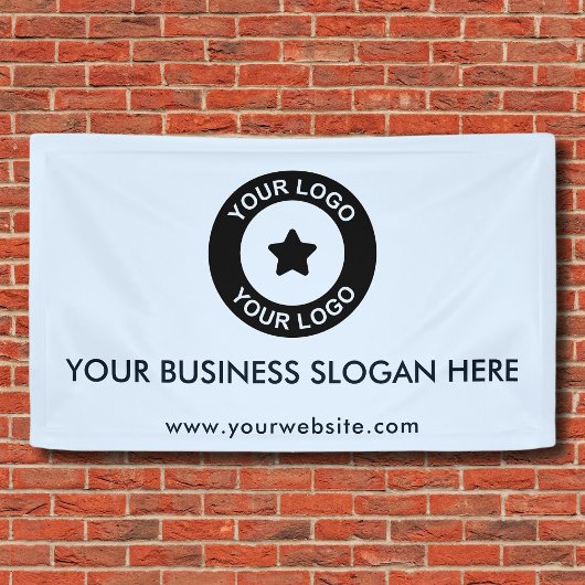 Aangepaste bedrijfslogo slogan website promotie ma spandoek