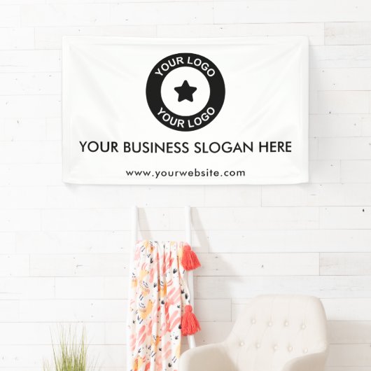 Aangepaste bedrijfslogo slogan website promotie ma spandoek (Insitu)