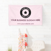 Aangepaste bedrijfslogo slogan website promotie ma spandoek (Insitu)