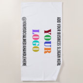 Aangepaste bedrijfslogo tekst sociale media strand strandlaken (Voorkant)