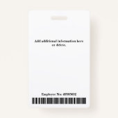 Aangepaste bedrijfsmedewerker foto badge (Achterkant)