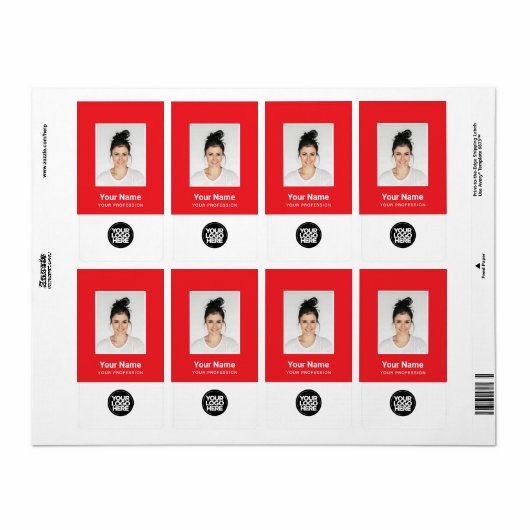 Aangepaste bedrijfsmedewerker Foto, Logo, ID-naam Etiket (Full Sheet)