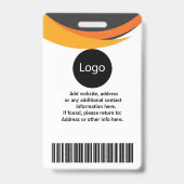 aangepaste bedrijfsmedewerker-ID, foto-logobarkode Badge (Achterkant)