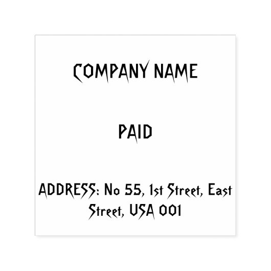 Aangepaste Bedrijfsnaam Adres BETAALD Afgedrukte Z Zelfinktende Stempel (Design)