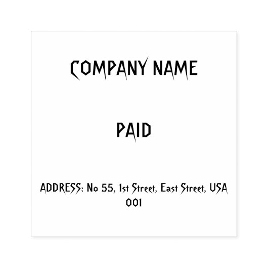 Aangepaste Bedrijfsnaam BETAALD en Adres Tekst bla Rubberstempel (Afrduk)