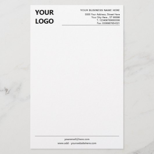 Aangepaste bedrijfsnaam Contactgegevens Kantoor Briefpapier (Voorkant)
