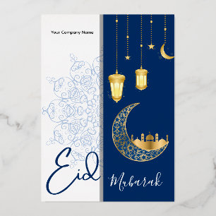 Aangepaste bedrijfsnaam  Eid Mubarak Groet Folie Feestdagenkaart