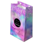 Aangepaste bedrijfsnaam Glitter Holograaf Klein Cadeauzakje (Achterkant Gekanteld)
