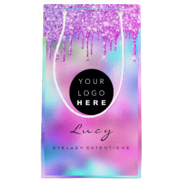 Aangepaste bedrijfsnaam Glitter Holograaf Klein Cadeauzakje