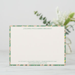 Aangepaste bedrijfsnaam Groene Blush Wildbloemrand Notitiekaartje