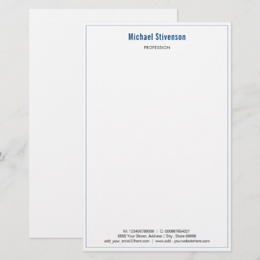 Aangepaste bedrijfsnaam Info adres briefpapier pap (Voorkant / Achterkant)