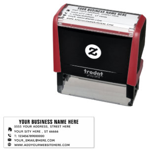 Aangepaste bedrijfsnaam info adres stempel voorbee