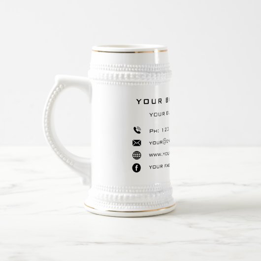 Aangepaste bedrijfsnaam Info Uw bedrijf Beer Stein Bierpul (Links)