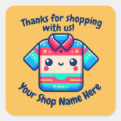 Aangepaste bedrijfsnaam Kawaii Shirt Verkoper Vierkante Sticker (Voorkant)